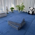 Plush blue interlocking foam floor tile with a soft velvet surface for bedroom use - Navy Blue