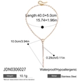Dimensiones del collar en Y de acero inoxidable dorado con circón blanco - Collar Y Dorado con Circonia Corte Esmeralda (JDN0306027)