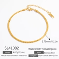 18K gold plated stainless steel Cuban chain bracelet with 2.79mm width and 17cm length - 18k Gold / Round Tube Chain Style (SL41082)