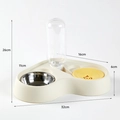 Beige dual automatic pet feeder and waterer with stainless steel bowl and bottle - Stainless Steel Style / Vanilla Brown