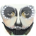 Gothic skull face rhinestone stickers with black and white crystals for Halloween parties - Clear Black Rhinestone Eye Lip Decor (L0484)
