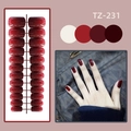 Glossy red press-on nails in medium square shape with various shades and display layout - TZ Medium Long-231 Wine Red