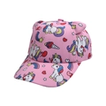 Detail of pink kids baseball cap with unicorn prints and 3D decorative ears - Pink Unicorn with Ears - Printed Baseball Cap