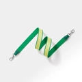 Green and yellow woven strap with leather ends and silver metal lobster clasps - Width 2.5cm Length 70cm / Green Webbing with Silver Buckle
