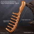 South American rosewood scalp massage comb with wide teeth and wave-shaped handle - Golden Sandalwood Long Handle Massage Comb (20*5.5*2cm)