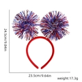 Detailed size specifications for Independence Day headband with red and blue tinsel pom-poms - Tinsel Ball Style