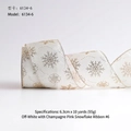 Champagne gold snowflake velvet Christmas ribbon 6.3cm wide for gift wrapping - Cream White Base Champagne Pink Snowflake / 6.3cm x 10 Yards