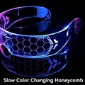 Cyberpunk LED-Brille mit Wabenmuster und blau-lila Farbverlauf-Beleuchtung - Waben-Stil Slow Flash bunter Modus