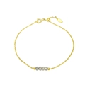 Adjustable 18K gold plated silver bracelet with four faceted grey crystal beads - 14K Gold Plated Grey Faceted Bead Bracelet 0.9g