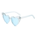 Light blue heart shaped sunglasses with transparent glitter frames for women fashion - Glitter Blue Frame Blue Lens