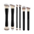 Set of 6 professional dual-ended makeup brushes with grey gradient bristles and black handles - 6Pcs Dual-Ended Brushes / Black