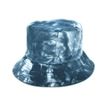 Détail du chapeau bob en coton tie-dye bleu et blanc avec coutures de bordure renforcées - M (56-58cm) / Vert Foncé