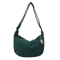 Green corduroy crossbody bag with adjustable strap and cute white puppy charm accessory - Dark Green With Pendant