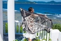 Ethnic grey floral print beach scarf shawl in lightweight breathable fabric for summer travel - Style 03-Grey Print / 180cm