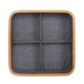 Modern 4-compartment wooden storage tray with grey fabric lining for desk organization - Oxford Cloth 4-Grid Style (30*30*9cm)