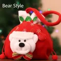 Christmas plush bear style drawstring gift bag made of soft red felt for holiday candy - Red Velvet Candy Bag - Polar Bear