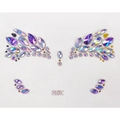 Face gem stickers FG325 with purple rhinestones in wing and feather patterns - FG325 Wing Feather Style