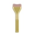 Flacher Zungen-Grundierungspinsel mit weichen rosa Borsten und goldenem Griff - Gold