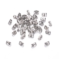 Detailed close-up of butterfly stainless steel earring backs in silver for jewelry making - Steel