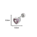 Silver heart cartilage stud with pink purple zircon gemstone measuring 0.5cm - Silver Purple Zirconia (3#银色)
