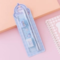 Blue stationery set with pencil and ruler featuring a cute space bear theme - Blue Bear