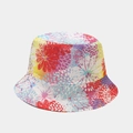 Close-up of a double-sided bucket hat featuring vibrant floral prints for sun protection - Colorful Floral Print (2# Color)