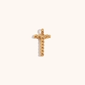 Minimalist 18K gold plated twisted cross pendant with rope texture for jewelry making - Letter T