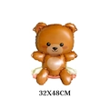 Brown teddy bear shaped foil balloon for wedding decor, size 32x48cm variant - Small Cute Bear