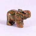 Polished Unakite stone elephant figurine with unique green and pink mottled patterns - Unakite