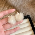 Winter collection white plush cat-ear earrings with soft fur and needle studs - 3# Knitted Cat Ear Plush Ball Style (Silver Needle-White)