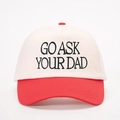 Two-tone baseball cap in cream and red with GO ASK YOUR DAD embroidery design - Off-white Spliced Red