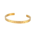 Bracciale dorato in acciaio inox con stelle e zirconi su superficie lucidata - Bracciale Aperto Con Motivo A Stella A Otto Punte Su Tutto Il Perimetro