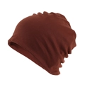 Solid reddish-brown beanie hat in soft fabric with natural drape and folds - Adjustable / Dark Brown