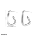 Minimalist silver C-shape earrings with irregular curved design and size dimensions - Silver
