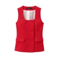 Detail of red square neck double-breasted vest with six buttons and decorative pocket flaps - XS / Tops / Red