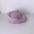Béret tricoté en laine violet clair pour bébés et tout-petits au style rétro - Violet cristal