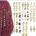 187pcs gold dreadlock jewelry set with colorful beads and spiral hair cuffs charms - 12Pcs Set Style 16