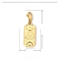 Detail view of gold celestial pendant with moon and sun patterns in stainless steel - Astrological Element Rectangle Tag-YF077