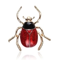 Coleottero Testa Nera In Smalto Glitterato Rosso Brillante