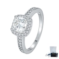Square cut moissanite ring in silver finish with GRA certificate and luxury gift box - US 5 / White Gold / Silver-Plated Copper / Moissanite (With GRA Certificate)
