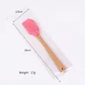 Pink silicone Christmas spatula with white dots, wood handle, 18cm long, weight 17g - Pink White Polka Dot
