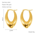 Detailed view of hollow oval earrings in 18K gold plated stainless steel showing size - Hollow Oval Style (ZYG924)
