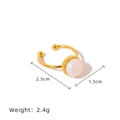 Bague minimaliste en titane doré avec perle d'eau douce de 1,5 cm et design ouvert - Doré