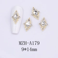 Macro detail of luxury diamond nail charms with gold alloy base and rhodium crystals - Gold Base White Stone(A179)