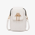 Petit sac à bandoulière matelassé blanc avec boucle flamant dorée et décoration - Blanc