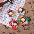 Set of four Q-version ancient Chinese lady resin figurines with floral motifs - Assorted Style (1056-22)