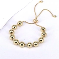 Adjustable golden bead bracelet with slider closure and sparkling crystal charms - 8mm Gold