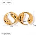 Orecchini a goccia dorati in acciaio inossidabile da 2,6cm x 2,5cm con finitura lucida - Stile Grande Goccia Lucida Dorata (JDE2308013)