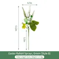 Green artificial Easter egg stem with rabbit moss, flowers and pearls, 31cm height - Easter Bunny Pick Style B Green A12908