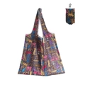 Foldable polyester shopping bag featuring colorful cartoon cat patterns in grey color - 16kg / 38*58cm / Patchwork Cat (XC-62)
